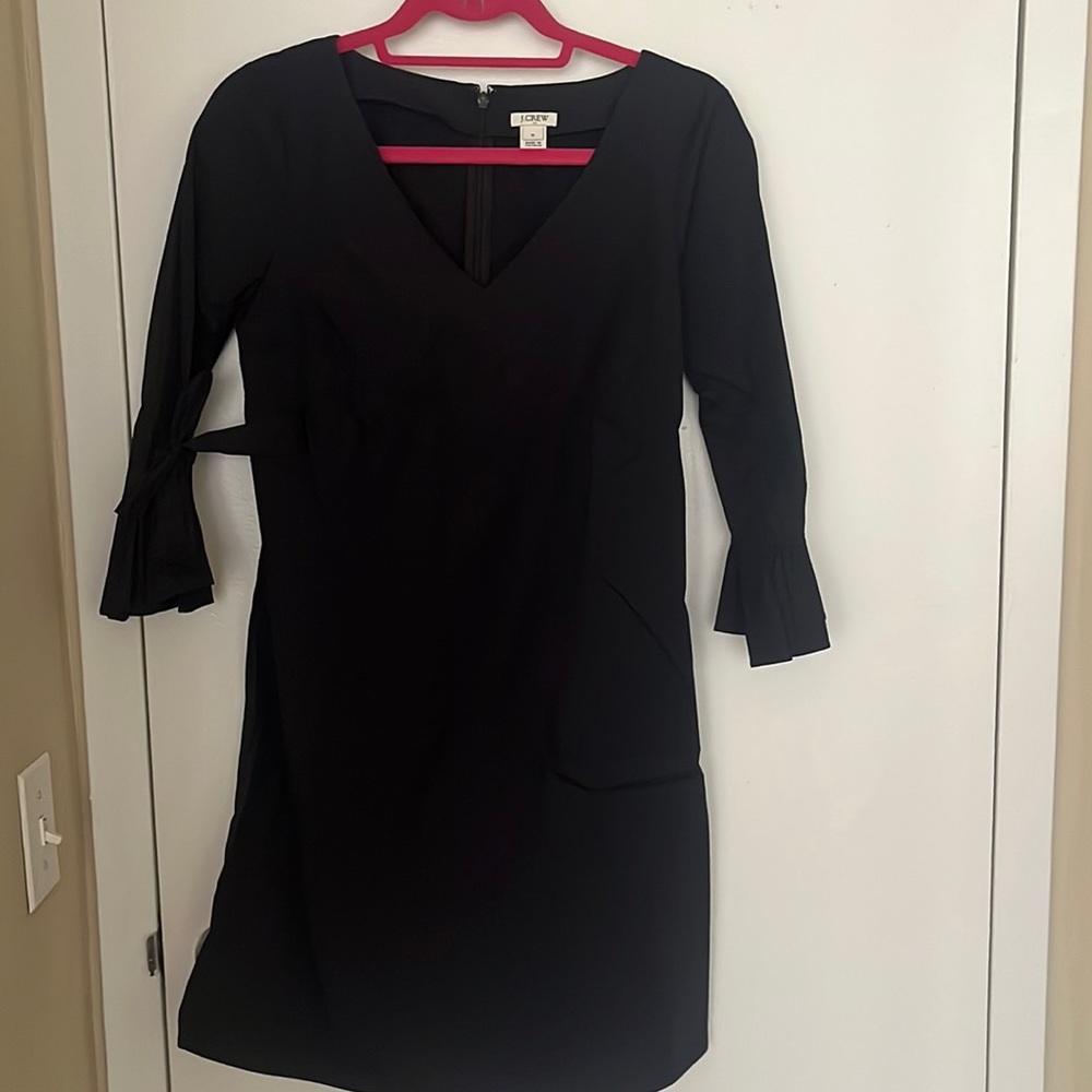 J. Crew black v-neck shift dress with flared sleeve cuffs